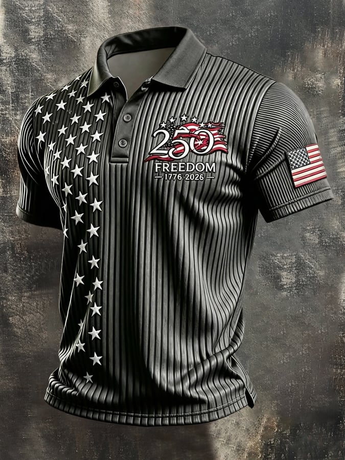 Men's Retro "Patriot" Color-Block Short-Sleeve Polo Shirt